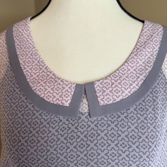 Reitmans Blouse pink grey sheer Top Shirt Feminine Sheer Women's Size M - Picture 4 of 9